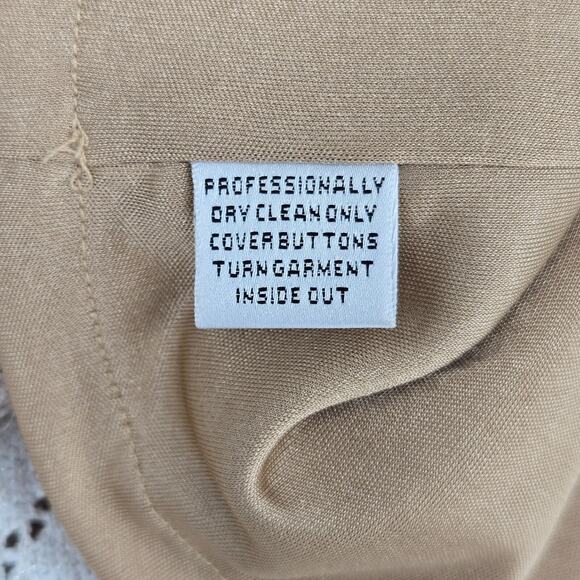 St John Evening Dress Womens 12 Beige Blue Sweater Stretch Knit Zipper Sequins - Picture 13 of 13